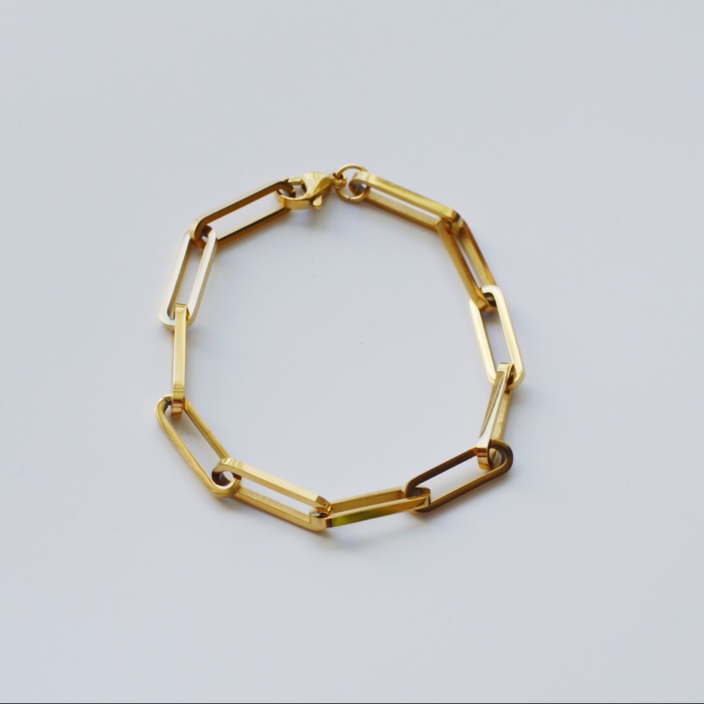 Gold Plated Bold Thick Paperclip Chain Bracelet